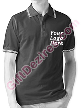Designer Black Melange and White Color T Shirt With Logo Printed